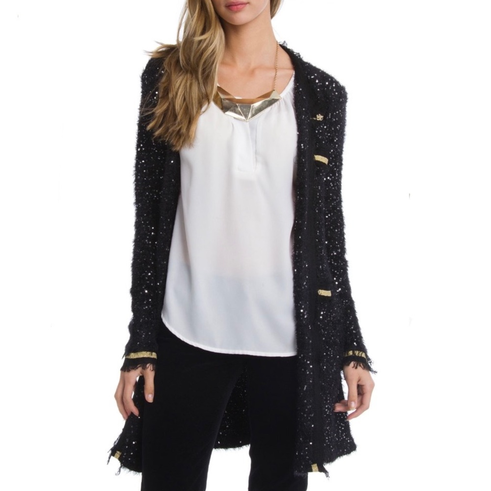 *IVORY* Olivia M fuzzy sparkle open front cardigan